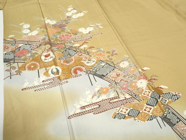 平和屋着物●訪問着 雲取り渡り橋吉祥花文 暈し染め 金彩 正絹 逸品 CABI2971yc