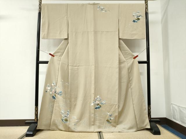 平和屋着物●訪問着 駒刺繍 松竹梅風景文 正絹 逸品 CABI2983yc