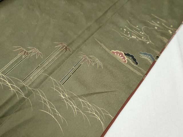 平和屋着物●訪問着 松竹梅扇面花文 暈し染め 金彩 正絹 逸品 CABI2987yc