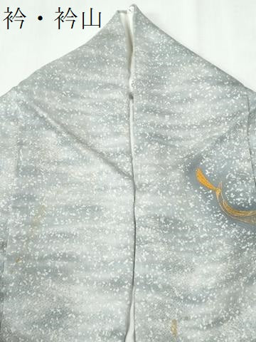 平和屋着物●訪問着 駒刺繍 孔雀 暈し染め 金通し地 正絹 逸品 CABI2989yc