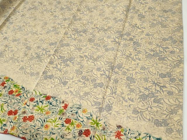 平和屋着物●訪問着 型染め 流水草花文 正絹 逸品 未使用 CABI2991yc