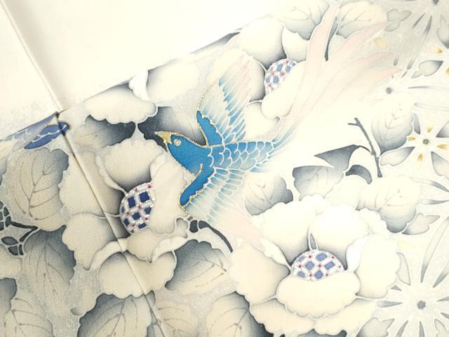 平和屋着物●鎌倉友禅 坂井教人 日本工芸会正会員 訪問着 刺繍 花鳥文 金銀彩 正絹 逸品 CABI2993yc