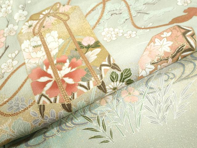 平和屋着物●豪華色留袖 駒刺繍 流水貝桶草花文 暈し染め 金彩 正絹 逸品 CABI2995yc