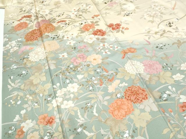平和屋着物●訪問着 駒刺繍 牡丹花文 暈し染め 金銀彩 ロング丈 正絹 逸品 CABI2996yc
