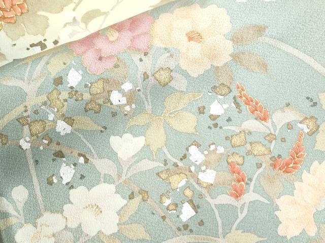 平和屋着物●訪問着 駒刺繍 牡丹花文 暈し染め 金銀彩 ロング丈 正絹 逸品 CABI2996yc