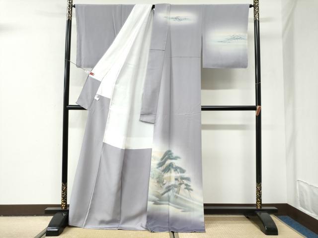 平和屋着物●訪問着 作家物 手描き 浜松人物舟文 暈し染め 正絹 逸品 未使用 CABI3000yc