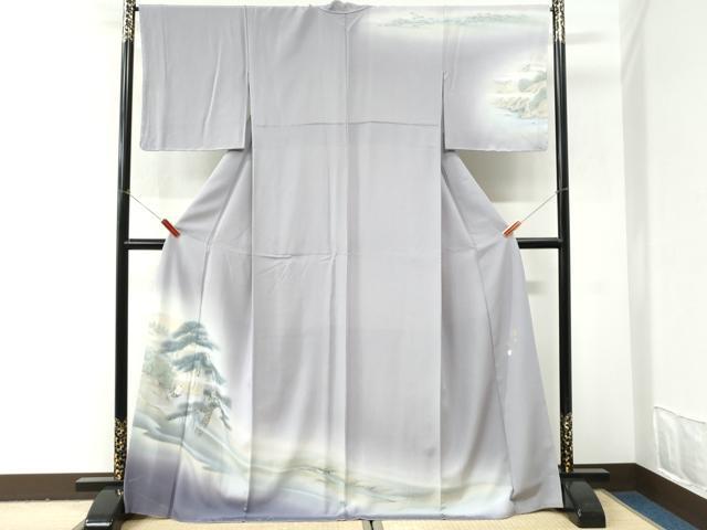 平和屋着物●訪問着 作家物 手描き 浜松人物舟文 暈し染め 正絹 逸品 未使用 CABI3000yc