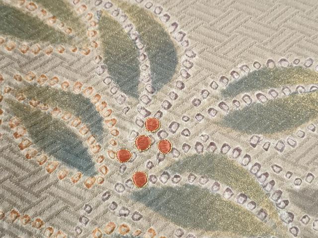 平和屋着物●訪問着 背抜き仕立て 絞り 刺繍 南天文 金糸 正絹 逸品 未使用 CABI3004yc