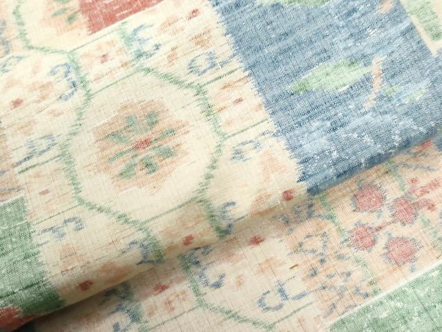 平和屋着物●上質な紬 色紙重ね花唐草文 正絹 逸品 未使用 CABI3005yc