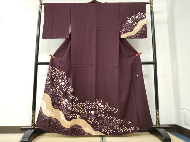平和屋着物●訪問着 作家物 絞り 刺繍 流水舞花文 金彩 正絹 逸品 CABI3007yc