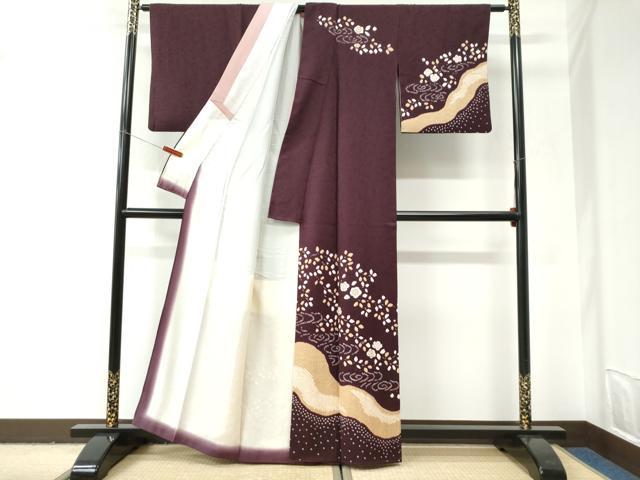 平和屋着物●訪問着 作家物 絞り 刺繍 流水舞花文 金彩 正絹 逸品 CABI3007yc
