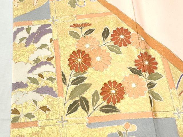 平和屋着物●豪華色留袖 駒刺繍 竜田川草花文 金彩 正絹 逸品 CABI3015yc