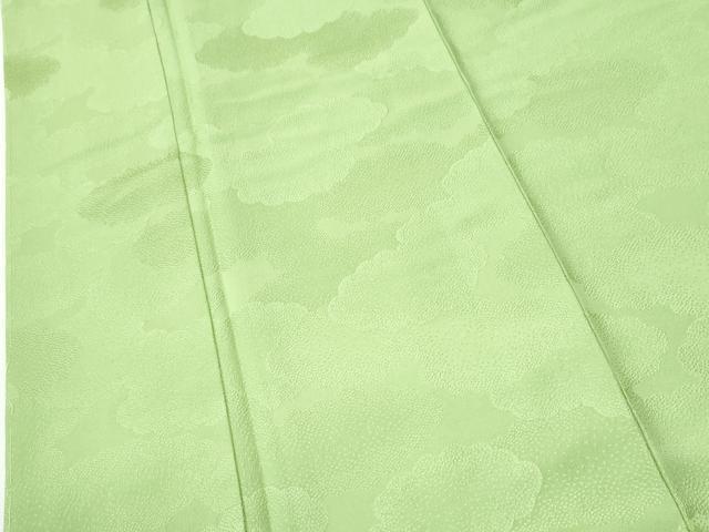 平和屋着物●上質な色無地 雲重ね地紋 若菜色 高島屋扱い 正絹 逸品 未使用 CABI3017yc