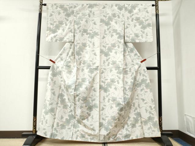 平和屋着物●本場大島紬 白大島 唐草文 正絹 逸品 CABI3019yc