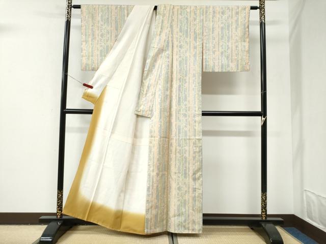 平和屋着物●本場大島紬 白大島 7マルキ 枝花文 正絹 逸品 CABI3021yc
