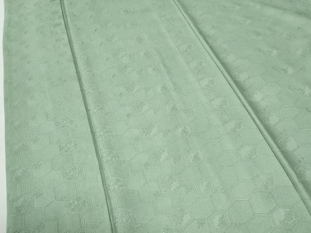 平和屋着物●上質な色無地 吉祥草花地紋 薄萌葱色 正絹 逸品 CABI3026yc