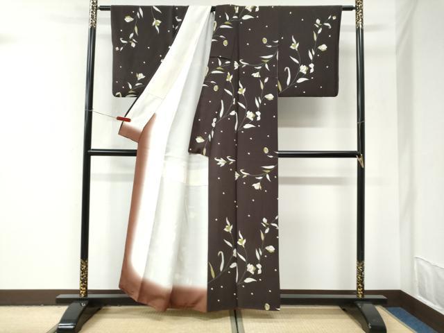 平和屋着物●上質な小紋 枝花文 正絹 逸品 CABI3033yc