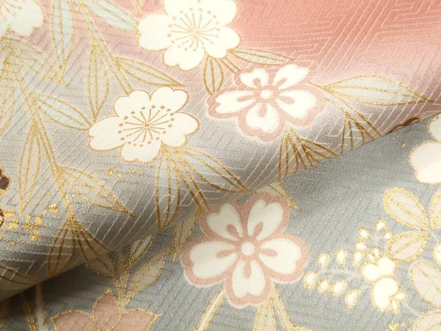 平和屋着物●訪問着 雪輪鴛鴦舞蝶花文 暈し染め 金彩 正絹 逸品 CABI3043yc