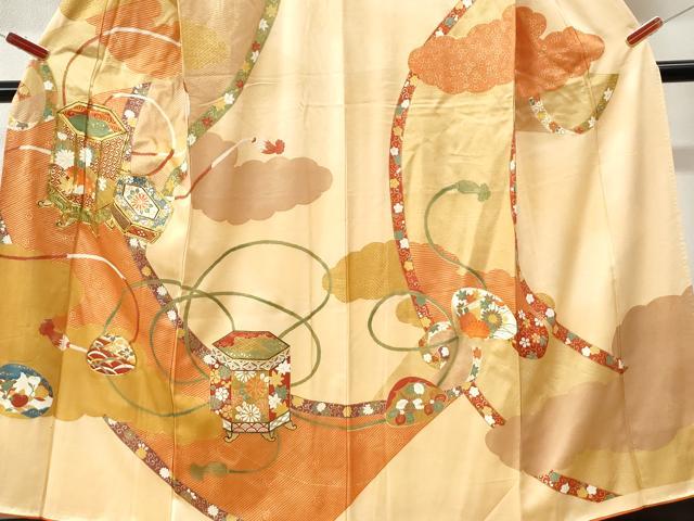 平和屋着物●訪問着 駒刺繍 貝桶吉祥花唐草文 金彩 正絹 逸品 CABI3044yc