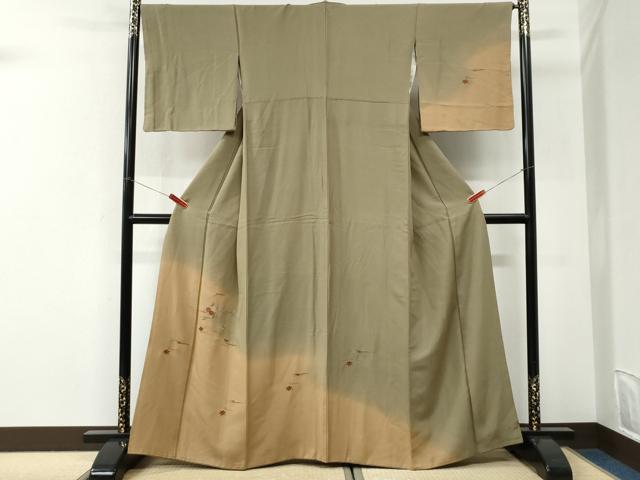 平和屋着物●訪問着 総刺繍 吹き寄せ花文 暈し染め 正絹 逸品 CABI3046yc