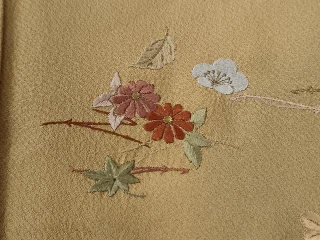 平和屋着物●訪問着 総刺繍 吹き寄せ花文 暈し染め 正絹 逸品 CABI3046yc