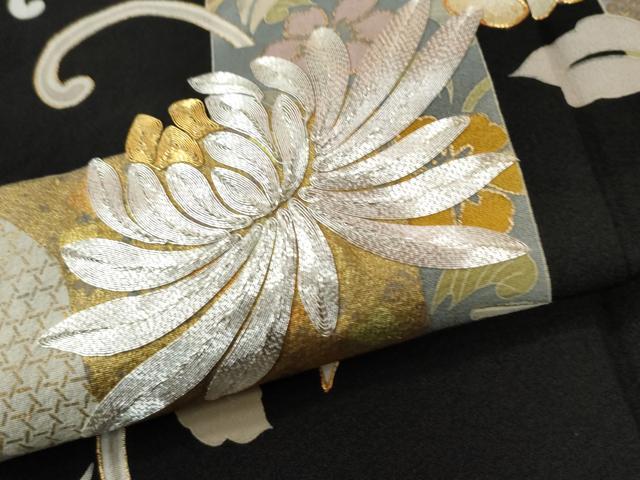 平和屋着物●豪華黒留袖 作家物 駒刺繍 短冊重ね菊花唐草文 金彩 正絹 逸品 未使用 CABI3047yc