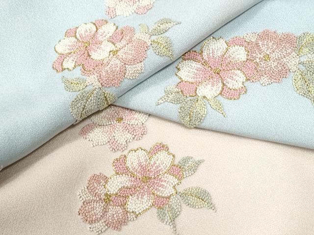 平和屋着物●中国三大刺繍 総相良刺繍 訪問着 舞花文 暈し染め 金糸 正絹 逸品 CABI3051yc