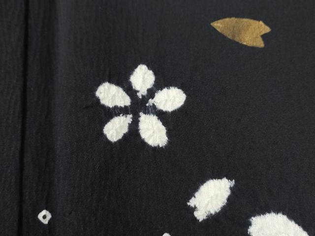 平和屋着物●訪問着 絞り 舞花文 黒地 正絹 逸品 CABI3056yc