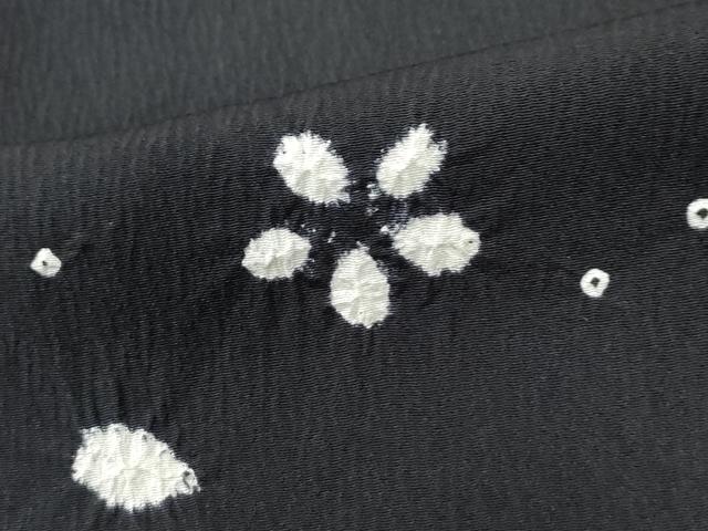 平和屋着物●訪問着 絞り 舞花文 黒地 正絹 逸品 CABI3056yc