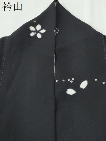 平和屋着物●訪問着 絞り 舞花文 黒地 正絹 逸品 CABI3056yc