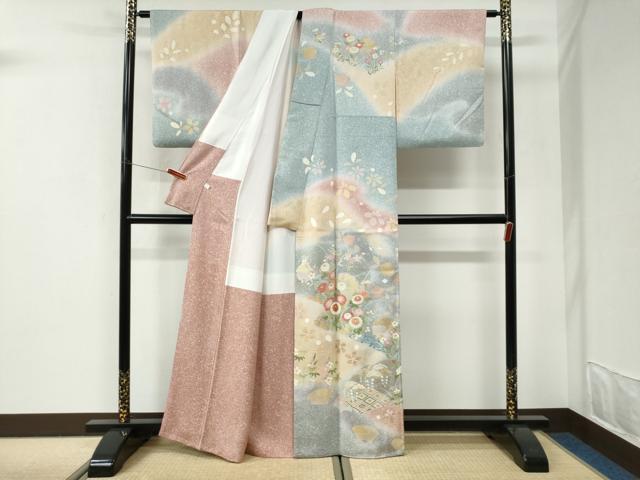 平和屋着物●訪問着 雪輪吉祥草花文 暈し染め 金彩 正絹 逸品 CABI3057yc