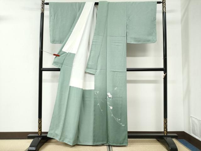 平和屋着物●色留訪問着 友禅 枝花文 暈し染め 正絹 逸品 未使用 CABI3062yc