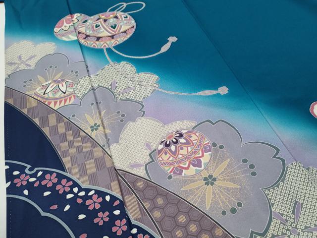 平和屋着物●豪華振袖 毬舞桜文 暈し染め 金彩 正絹 逸品 CABI3067yc