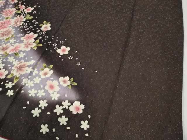 平和屋着物●豪華振袖 雪輪花舞花文 暈し染め 銀通し地 正絹 逸品 CABI3071yc