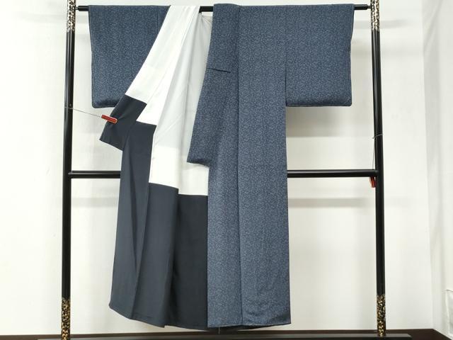 平和屋着物●人間国宝 南部芳松 突彫り 江戸小紋 松 鬼しぼ縮緬 正絹 逸品 未使用 CABI3074yc
