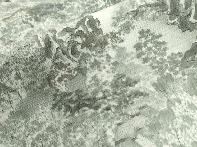 平和屋着物●上質な小紋 紬地 手描き 風景文 正絹 逸品 CABI3075yc