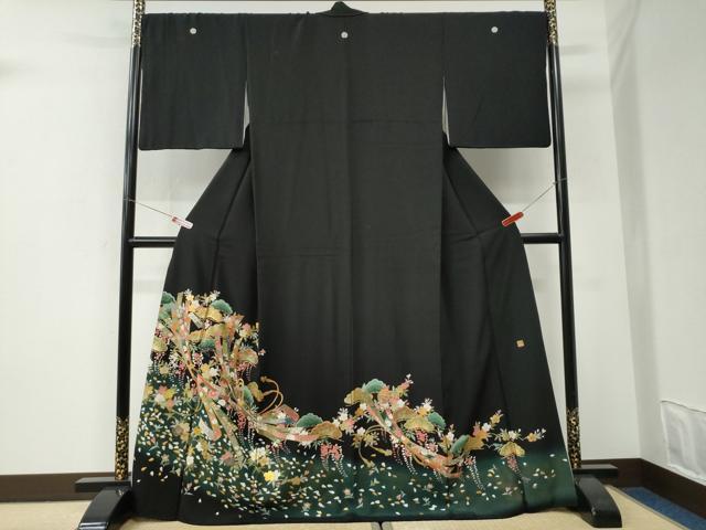 平和屋着物●豪華黒留袖 作家物 束ね熨斗花松文 暈し染め 金彩 ロング丈 正絹 逸品 CABI3078yc
