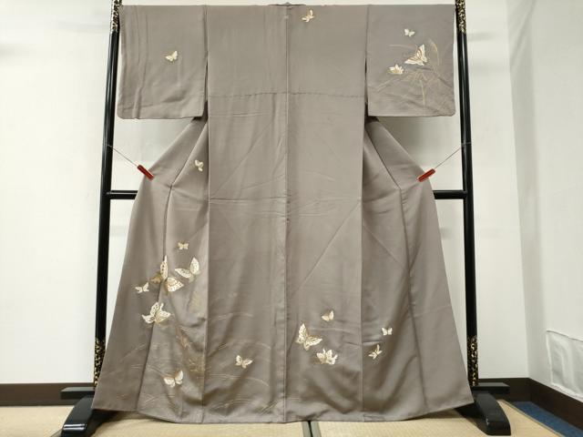 平和屋着物●訪問着 刺繍 舞蝶文 金糸 正絹 逸品 CABI3086yc