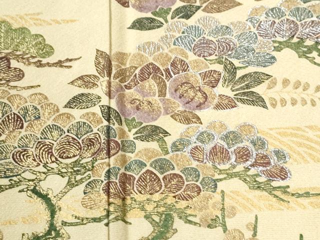 平和屋着物●訪問着 霞松竹梅花文 暈し染め ラメ糸 金彩 正絹 逸品 CABI3097yc