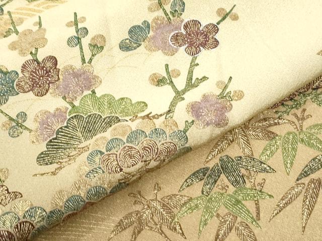 平和屋着物●訪問着 霞松竹梅花文 暈し染め ラメ糸 金彩 正絹 逸品 CABI3097yc