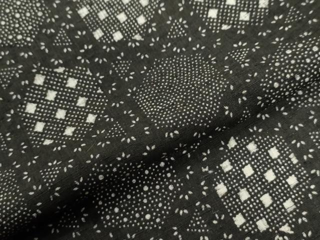 平和屋着物●上質な小紋 紬地 吉祥文 黒地 正絹 逸品 CABI3101yc