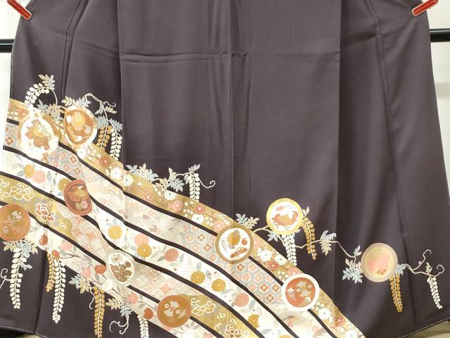平和屋着物●豪華色留袖 駒刺繍 宝尽くし吉祥花唐草文 金彩 正絹 逸品 未使用 CABI3109yc
