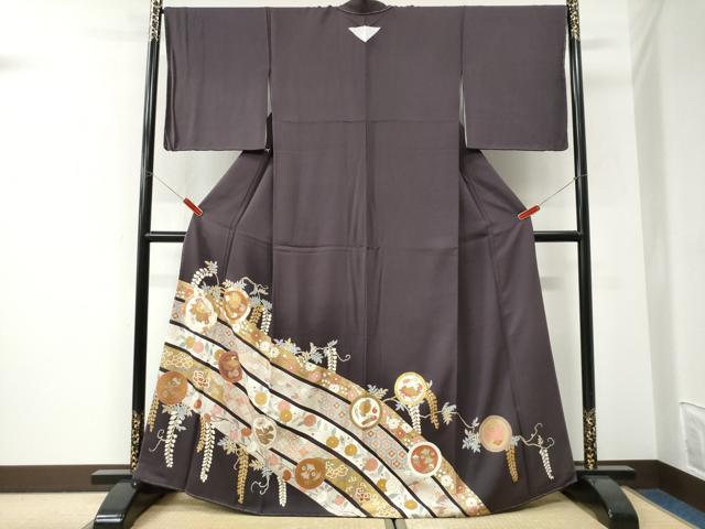 平和屋着物●豪華色留袖 駒刺繍 宝尽くし吉祥花唐草文 金彩 正絹 逸品 未使用 CABI3109yc