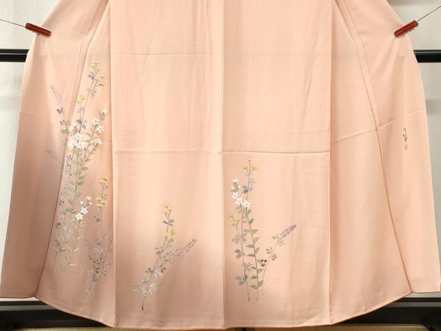 平和屋着物●友禅作家 高橋り明 訪問着 草花文 暈し染め 銀彩 さが美扱い 正絹 逸品 未使用 CABI3113yc