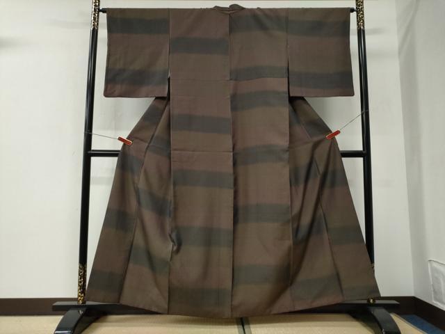 平和屋着物●上質なお召 変わり市松吉祥文 正絹 逸品 CABI3118yc