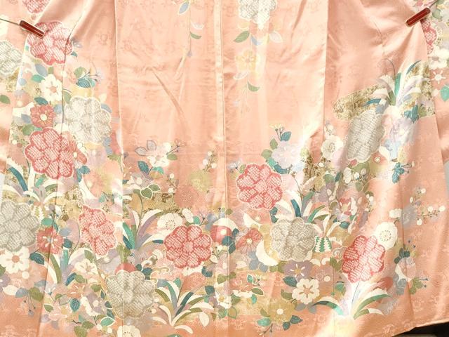 平和屋着物●豪華振袖 駒刺繍 絞り 立波草花文 金彩 正絹 逸品 CABI3121yc