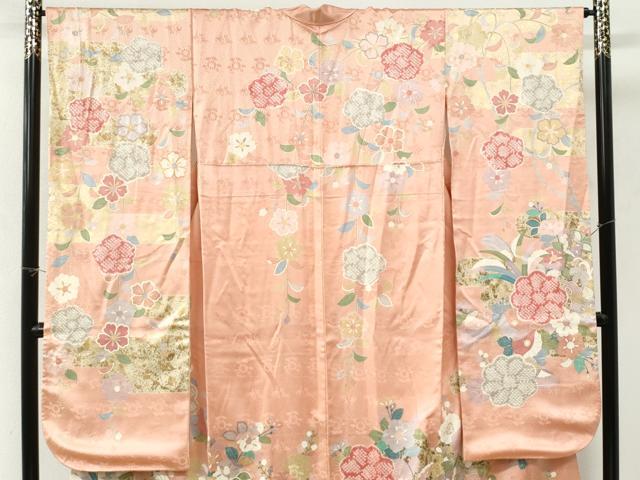 平和屋着物●豪華振袖 駒刺繍 絞り 立波草花文 金彩 正絹 逸品 CABI3121yc