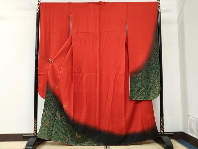 平和屋着物●染色作家 斉藤三才 振袖 三才鳥 暈し染め 金彩 正絹 逸品 CABI3125yc