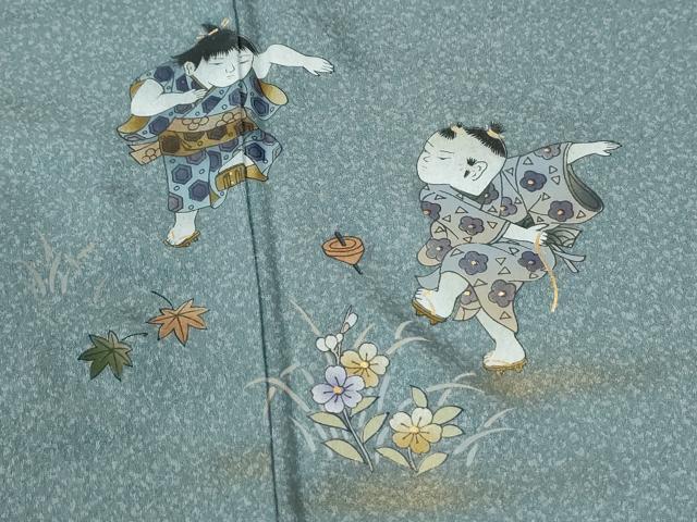 平和屋着物●訪問着 童子遊び 暈し染め 金彩 正絹 逸品 CABI3134yc