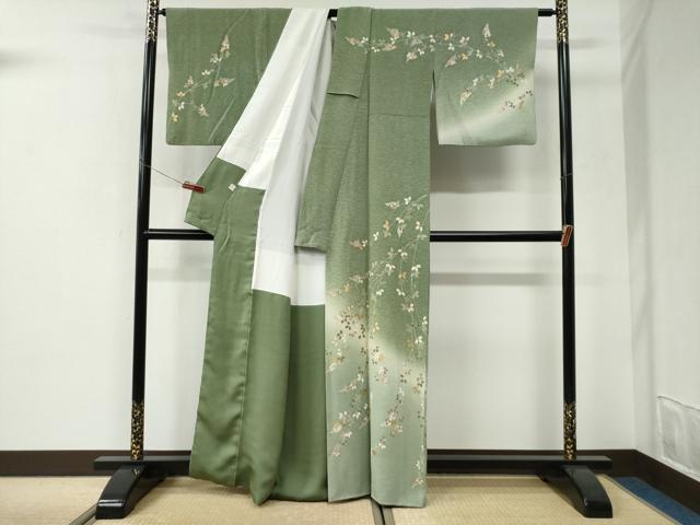平和屋着物●訪問着 枝花文 暈し染め 金彩 正絹 逸品 CABI3141yc